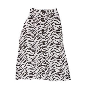 Reformation Black and White Animal Print A-Line Skirt